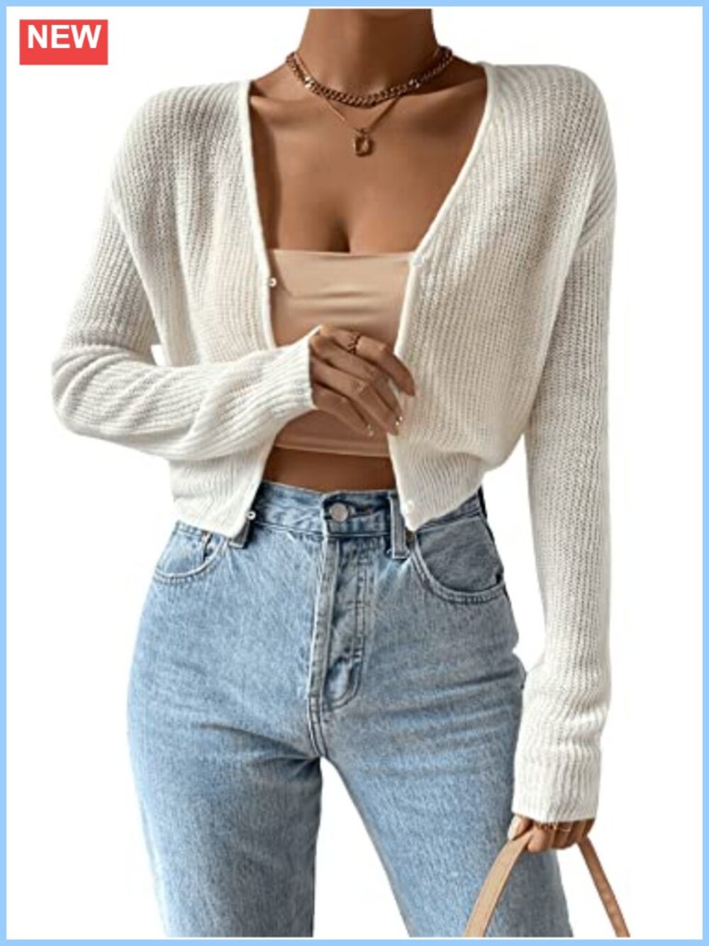 Drop Shoulder Long Sleeve Button Up Knit Cardigan Sweater
